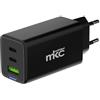 MKC Caricatore iphone 65W MKC, alimentatore usb c + usb a, Caricatore rapido usb c per iphone, smartphone, tablet e samsung, Caricatore multiplo con protezione di sicurezza