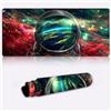 LJSPTU Tappetino XXL per PC con tastiera e mouse astronauta (90 x 40 x 0,3 cm) tappetino per mouse da gioco con bordi cuciti per casa ufficio gaming laptop