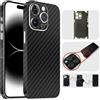 TF Skins Skin per iPhone 15 Pro Max, pellicola protettiva a 360°, super sottile e resistente (carbonio nero)