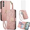 Asuwish Custodia per telefono per Samsung Galaxy A14/M14 5G Cover a portafoglio con pellicola protettiva in vetro temperato e slot per carte di credito supporto accessori per celle con cerniera