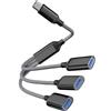 Powice Sdoppiatore USBC, cavo da 1 a 3 USB 2.0, distributore USB ricaricabile da 10 W, adattatore OTG USBC