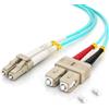1aTTack.de 1x 1m OM3 LWL DX Cavo patch DUPLEX LC/UPC - SC/UPC MM MULTIMODALE - 50/125 µm LSZH acqua