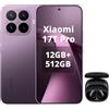 XIAOMI Smartphone 17T Pro, 12 GB + 512 GB, con Android, display da 6,83 pollici, 144 Hz, batteria al carbonio di silicio da 7000 mAh, fotocamera Leica 5X, viola scuro, cuffie incluse (nero)