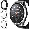 iVoler 3 Pezzi Cover con Vetro Temperato per Xiaomi Watch S1, Copertura Completa Custodia Rigida PC, HD Clear Pellicola Protettiva Anti-Graffio Case, 2 Trasparente + 1 Nero