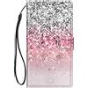 Choeeu ChoosEU Cover per Samsung Galaxy A25 5G Custodia in Pelle Portafoglio Flip Case Elegante Disegni Antiurto Protettiva per Ragazze Donne Cover a Libro Stand Galaxy A25 5G - Argento Rosa