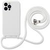 Hadwii Cover per iPhone 16 Pro Max con Cordino Custodia con Laccio Tracolla Cellulare Girocollo Collana Protettiva TPU Silicone Antiurto AntiGraffio Case, Bianco