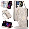 MOJIA Portafoglio Custodia per Oukitel C68 Plus, Flip Cover in Pelle con Tracolla a Tracolla, Scomparto a Cerniera e Funzioni Multifunzione. Off white
