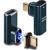 blicadijo Adattatore magnetico USB C, 240 W, 2 pezzi, 80 Gbps, 8K, USB-C, 24 pin, tipo C, 90 gradi, per laptop, tablet, cellulare, smartphone, colore stagno