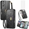 Asuwish Custodia per telefono per Samsung Galaxy A14/M14 5G Cover a portafoglio con pellicola protettiva in vetro temperato e slot per carte di credito supporto accessori per celle con cerniera