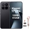 XIAOMI Smartphone 17T Pro, 12 GB + 512 GB, con Android, display da 6,83 pollici, 144 Hz, batteria al carbonio di silicio da 7000 mAh, fotocamera Leica 5X, nero, asciugacapelli incluso (rosa, 2 ugelli)