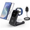 Elecdov Caricatore Wireless per Samsung, Caricabatterie da Viaggio Pieghevole per Samsung Galaxy S25 Ultra/S24/Z Fold/Flip 7, Magnetica Wireless Charger 3 in 1 per Galaxy Watch Ultra/8/7/6/Buds 4 (Nero)