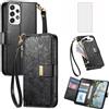 Asuwish Custodia per telefono per Samsung Galaxy A33 5G Cover a portafoglio con pellicola protettiva in vetro temperato e slot per carte di credito supporto accessori con cerniera flip cinturino da
