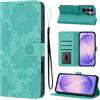 LSPCASA Custodia a portafoglio per Samsung Galaxy S26 Ultra, in pelle PU, con scomparti per carte, funzione leggio, crisantemo, verde