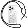 Yoedge Cover con Cordino per iPhone 15 Pro 6,1, Custodia Trasparente con Aesthetic Disegni Floreale 1, Sottile Morbido TPU Silicone + PC Antiurto Protettiva Case con Collana Tracolla Laccio Collo