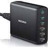 Rocoren Caricatore USB C Multiplo 100W, PD3.0 QC4.0 PPS Caricabatterie USB C Rapido, 6 Porte Indipendenti di Ricarica Rapida per MacBook Air, iPhone 16/15/14/13/12, iPad, Samsung Galaxy, Pixel-Nero