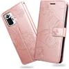 DENDICO Cover per Xiaomi Redmi Note 10 PRO, Portafoglio Custodia in PU Pelle per Xiaomi Redmi Note 10 PRO, Antiurto Cover a Libro con Slot per Carte, Oro Rosa