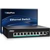 GigaPlus 10-Port 10Gb Unmanaged PoE Ethernet Switch with 8*2.5G Base-T PoE Ports, 2*10G RJ45 Ports. 80Gbps Switching Capacity, GiGaPlus 10Gbps Network Switch for 2.5G/10Gbps NAS/PC, WiFi6 Router, Wireless AP