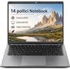 LONGEVINCE 2026 14 Pollici laptop 2160 x 1440 IPS, processore 8100Y(fino a 3.4 GHz), USB 3.0, ultra-sottile portatile Notebook，Tastiera Italiana PC Portatile (Grigio, 16GB+512GB SSD)