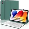 FOGARI Tastiera Cover per Xiaomi Redmi Pad 2 Pro 12.1 2025 e Xiaomi Redmi Pad Pro 12.1 2024, Tastiera Custodia Italiano QWERTY Rimovibile Bluetooth Wireless con alloggiamento per stilo, Verde scuro