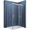 doporro Box Doccia Angolare con Parete Fissa e Porta Scorrevole Reversibile 70x100x195 cm Vetro Temperato Trasparente 8 mm Anticalcare Profilo Cromo - Ravenna18K