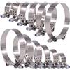 Glarks, set di 12 morsetti stringitubo in acciaio inox con bullone a T, 6 misure da 32-116mm, assortimento per turbo di aspirazione, tubi morbidi, intercooler