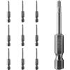 BokWin 10 pezzi T15 50 mm lunghezza bit di sicurezza,1/4 pollice Hex Shank Cacciavite, Acciaio Security Star 6 Point Magnetic Torx Bit Tools