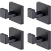 XBAIPIN Set 4 Ganci Appendiasciugamani in Acciaio Inox 304 Nero Opaco - | Montaggio a Scomparsa con Base Quadrata e Trapano Incluso, Porta Asciugamani a Muro per Bagno, Cucina e Ufficio