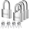 KAWAHA 41/40-4PS Lucchetto ad Alta Sicurezza in Acciaio INOX con Chiave in Acciaio INOX per Uso Interno/Esterno (Resistente, Antiruggine) (40mm, 4 Pezzi con Stessa Chiave)