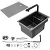 Zoobotanica Lavelli da cucina in acciaio inox, invisibili, per bar e roulotte, lavello incorporato con coperchio, con rubinetto sollevabile, estraibile, 30 x 45 x 23 cm (estraibile)