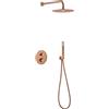 GALYON IMEX Sistema doccia Termostatico Serie Monza - Spruzzatore in acciaio inox extra piatto da 25 cm, rubinetteria in ottone con cartuccia termostatica e sistema autopulente TURN CLEAN (oro rosa