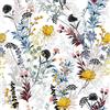 VEELIKE Carta da Parati Foglie Blu Carta Adesiva Floreale Bianco Vintage Fotomurali Pellicola Autoadesiva Fiori Tropicali Pellicola Adesiva per Mobili Soggiorno Adesivo Muro Camera Letto 44,5cmx300cm