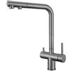 Generic Rubinetto da cucina e bagno a 3 vie, miscelatore in acciaio inox con 2 maniglie, finitura grigia, design versatile per lavello e doccia, facile da installare