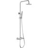 GALYON IMEX Monomando per doccia serie Monza, finitura nichel spazzolato, asta doccia estensibile, rubinetto in ottone con spruzzatore extra piatto e flessibile PVC 1,5 m
