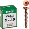 Spax, 1081140250165, Vite universale, 2,5 x 16 mm, 1000 pezzi, testa svasata, Croce recesso Z, filo pieno, brunito C1A