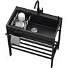 TAITUTE Set di lavelli in acciaio inox, 68 x 45 x 85 cm, lavello autoportante con rubinetto, per cucina commerciale, garage, cortile, animali domestici, design robusto per lavanderia