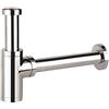 Keymark - Sifone universale in ottone per lavabo e lavandino, 1 1/4 x 32 mm, con scarico su misura e tubo di immersione di 200 mm, antiodore, rotondo, colore: cromato