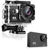 Risveglio Action Camera 4K, impermeabile fino a 30 m, videocamera sportiva EIS WiFi per casco 30 fps, per ciclismo, immersioni, sci, vlog all'aperto e sott'acqua (nero + telecomando)