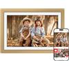 Eptusmey Frameo - Cornice per foto digitale, WiFi, tramonto, cornice dorata, 10,1 pollici, con touchscreen HD IPS 1280 x 800, 32 GB, 32 GB, inviare foto video tramite app Frameo, USB/SD, regali per donne e