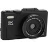RASTKY Fotocamera Digitale 5K, Fotocamera per Vlogging di Bellezza WiFi da 75 MP, Kit Digitale Ad Alta Definizione con Schermo Ribaltabile da 3 Pollici a 180 Gradi Zoom 18X per Video (BLACK)