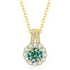 PAKORIO Collana moissanite rotonda elegante e lussuosa donna, 1ct VVS1, placcata oro 14K, ipoallergenica, catena 40-45cm, anti-ossidazione, regalo(Verde acqua)