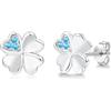 Loutade Orecchini a perno in argento 925, piccoli, in argento Sterling 925, a forma di fiore, quadrifoglio, cigno, con zirconi, 8 mm, piccoli scintillanti, per donne e ragazze, Zirconia cubica