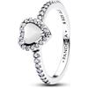 PANDORA Anello da donna in argento 925, cuore esaltato, bianco, 198421C11, 50/15,9, Argento sterling, zirconia cubica