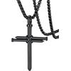 FaithHeart Collana con Croce da Uomo, Ciondolo Croce Cristiana, Acciaio Chirurgico Inossidabile 316L, Impermeabile, Tre colori, Catena 55+5cm, Regali Comunione Maschio