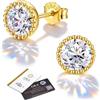 Morfetto Orecchini A Perno In Moissanite Per Uomo E Donna, In Argento Sterling 925, Ipoallergenici, Colore D, Purezza VVS1, Taglio Rotondo, Con Scatola Placcato Oro 14 Carati 0.5CT