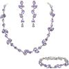 EVER FAITH Cristalli Sposa Set di gioielli da damigella d'onore, Elegante Marquise Rotondad Strass Foglia Collana Dangle Orecchini Tennis Bracciale Set per le donne