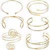 Mikovivi 6 Pezzi Bracciale Rigido Dorato per Braccio Superiore da Donna, Bracciale Rigido Aperto Regolabile per Braccio Superiore da Donna Accessori Personalizzati Gioielli Regalo