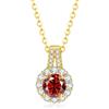 PAKORIO Collana moissanite rotonda elegante e lussuosa donna, 1ct VVS1, placcata oro 14K, ipoallergenica, catena 40-45cm, anti-ossidazione, regalo(Rubino)