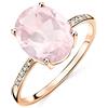 Orovi Anello di fidanzamento da donna in oro rosa con 10 diamanti da 0,04 carati e solitario, pietra portafortuna, oro 9 carati (375), 54, Oro rosa