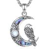 CELESTIA Donna Collana Luna con Pietra di Luna Ciondolo Corvo Argento 925 Strega Streghetta Gioielli Wicca Pagano Esoterismo Regali per Donne Halloween