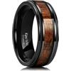 King Will Fede nuziale in titanio da uomo, 7-8 mm, nero/argento/oro, anello da uomo in titanio con intarsio in legno di Koa/acero, fede nuziale in legno per uomo e donna, vestibilità comoda, taglia 6